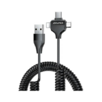 Awei CL-205 Spiral USB to Lightning / Type-C / micro USB Cable 2.4A Μαύρο 1.5m (TS04187)