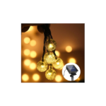 20 Χριστουγεννιάτικα Λαμπάκια LED Θερμό Λευκό 5μ Ηλιακά σε Σειρά με Μαύρο Καλώδιο και Προγράμματα Solar Lights 03004SLB50WR