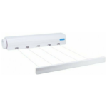 Πτυσσόμενη Απλώστρα Ρούχων για τον Τοίχο ή το Μπάνιο Αυτόματης Επιστροφής Βιδωτή Πλαστική με 4 σχοινιά και Μήκος 3.75m LY27644 - White