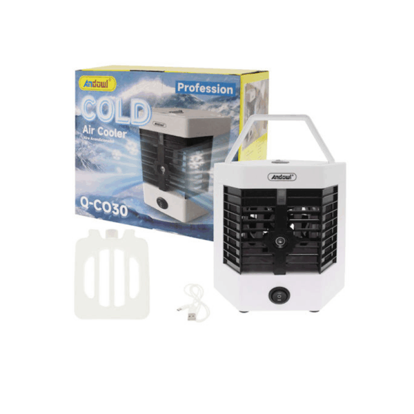 Φορητό Mini Air Cooler Υγραντήρας Usb 2 Λειτουργίες Λευκό Q-c030 Andowl