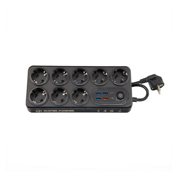 Moxom Πολύπριζο Ασφαλείας με USB-A, 2 USB-C, Διακόπτη και Καλώδιο 2m MX-ST22