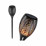 Στεγανό Καρφωτό Ηλιακό Φωτιστικό IP65 με Θερμό Λευκό Φως Δάδα με Εφέ Φλόγας σε Μαύρο Χρώμα BH-6099