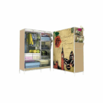 Υφασμάτινη Ντουλάπα με Φερμουάρ και Ράφια σε Λευκό Χρώμα 105x45x170cm GET-01214-OEM