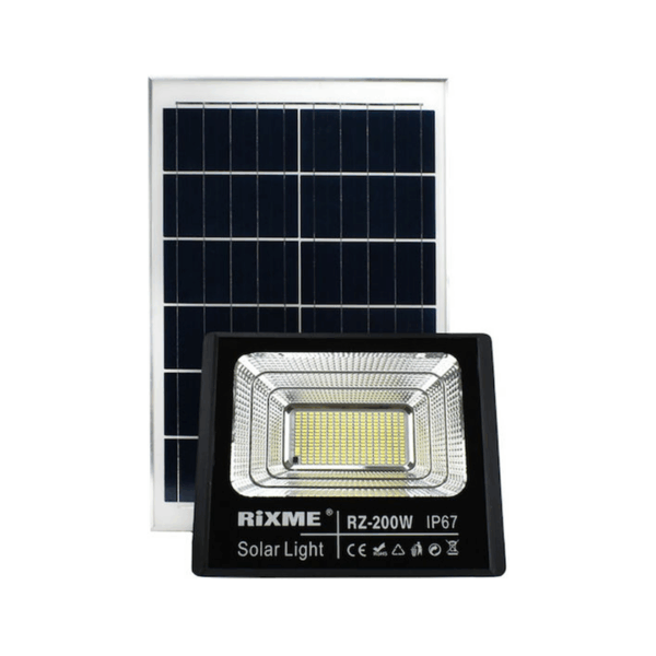 Rixme Στεγανός Ηλιακός Προβολέας LED 200W Mε Τηλεχειριστήριο IP67  RZ-JBP200W