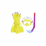 Σετ Μάσκα Θαλάσσης Παιδική με Αναπνευστήρα και Βατραχοπέδιλα Κίτρινη Bestway 25039