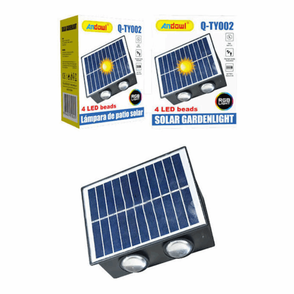 Επιτοίχιος Ηλιακός Προβολέας RGB με 4LED Q-TY002 - Solar Gardenlight Andowl  Q-TY002