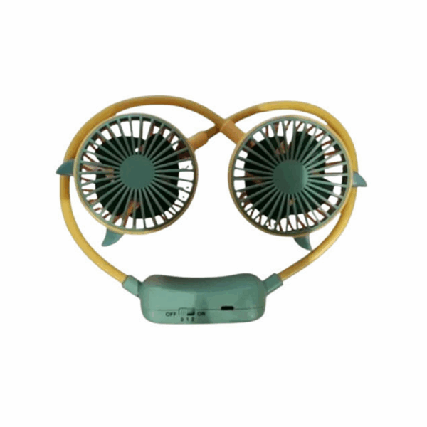 Επαναφορτιζόμενο Αναδιπλούμενο Διπλό Ανεμιστηράκι Λαιμού Πράσινο Hoomei HM-8486