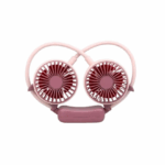 Επαναφορτιζόμενο Αναδιπλούμενο Διπλό Ανεμιστηράκι Λαιμού Ροζ Hoomei   HM-8486