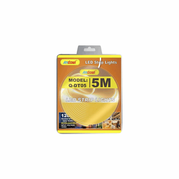 Ταινία LED Τροφοδοσίας 12V με Κίτρινο Φως Μήκους 5m Andowl Q-DT05