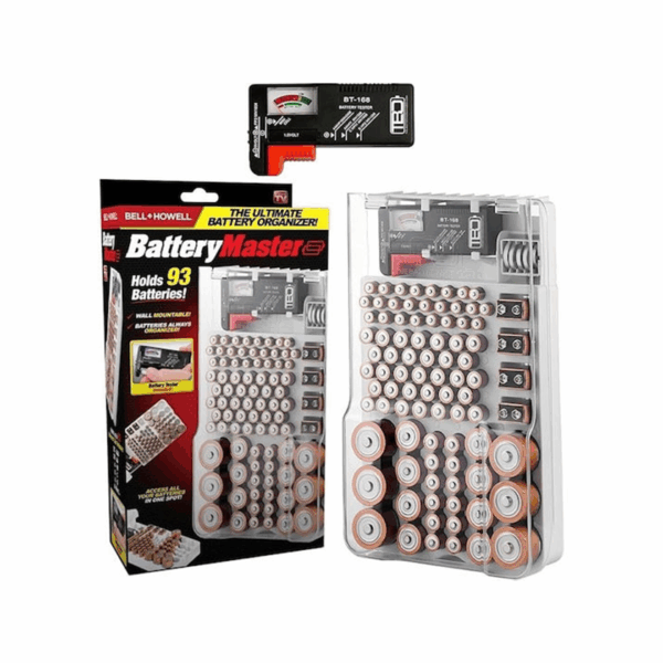 Επιτοίχια Θήκη Battery Master για 93 Μπαταρίες με Ελεγκτή Μπαταριών Για AAA, AA, C, D, 9V, Flat 61360675