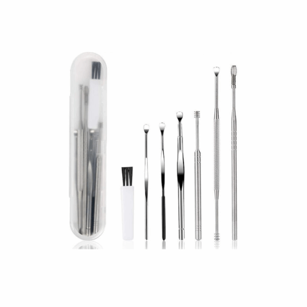 Σετ 7 Εργαλείων Καθαρισμού Αυτιών με Θήκη Silver AJ00477S AJ 52851518