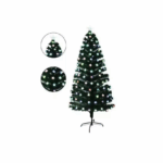 Χριστουγεννιάτικο Δέντρο Πράσινο Χιονισμένο 150εκ με Πλαστική Βάση και Οπτικές Ίνες Arrango AN79593