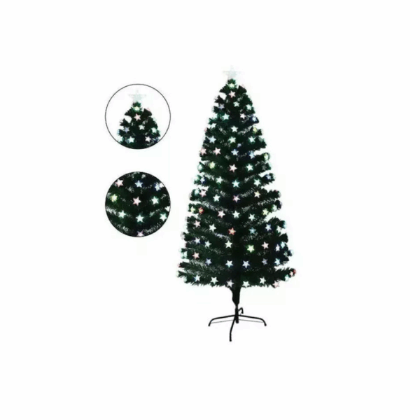 Χριστουγεννιάτικο Δέντρο Πράσινο Χιονισμένο 150εκ με Πλαστική Βάση και Οπτικές Ίνες Arrango AN79593