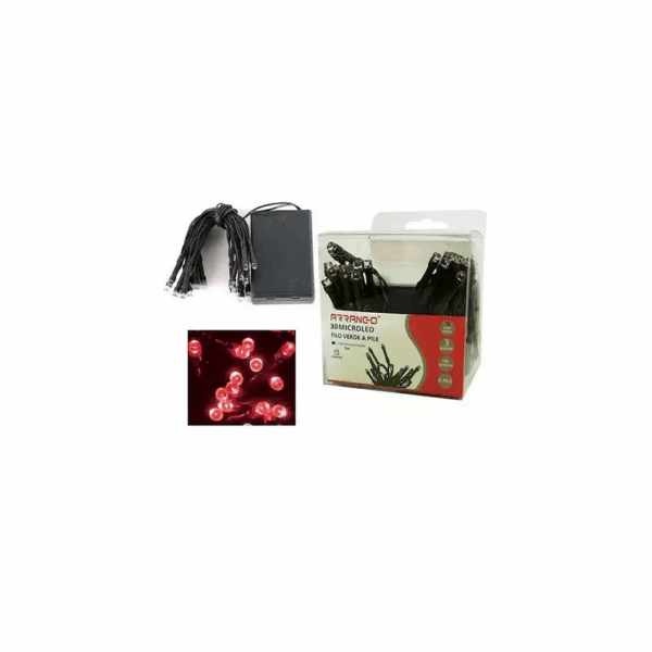 30 Χριστουγεννιάτικα Λαμπάκια Κόκκινα LED 3μ Μπαταρίας Arrango AN79482 38758067