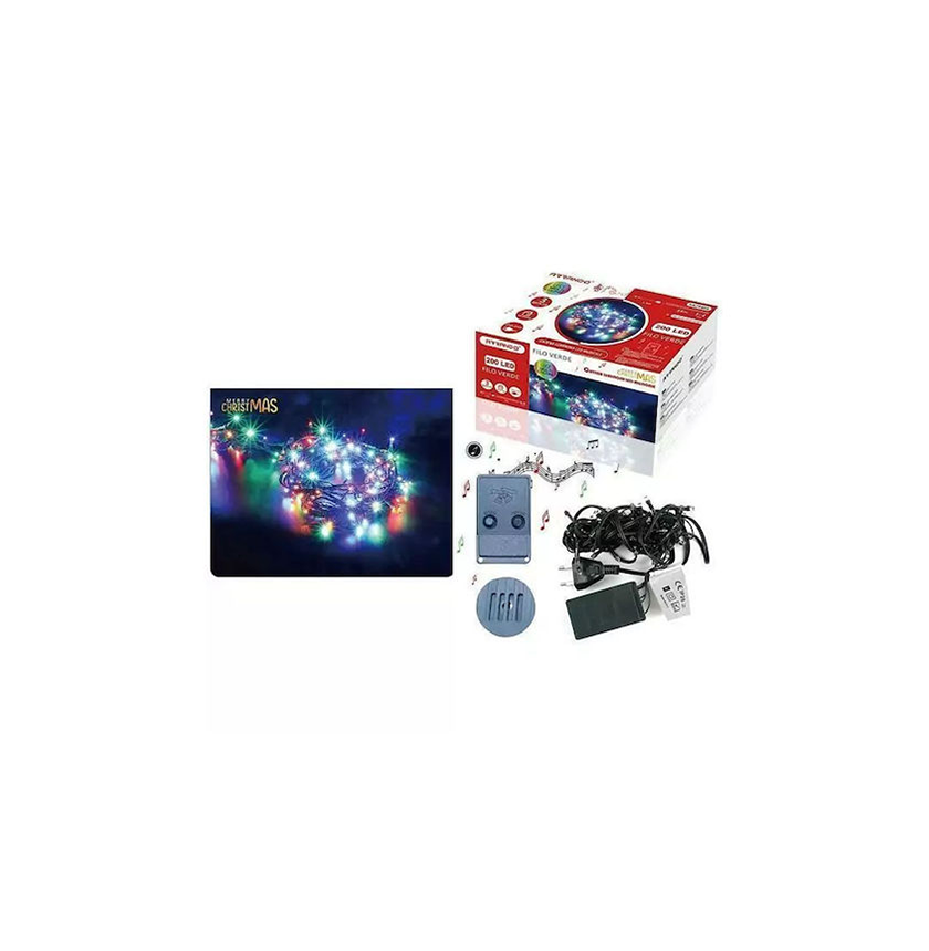 1 200 Λαμπάκια LED 15.5μ Ψυχρό Λευκό σε Σειρά με Πράσινο Καλώδιο Arrango AN76695 39077321 - Image 1