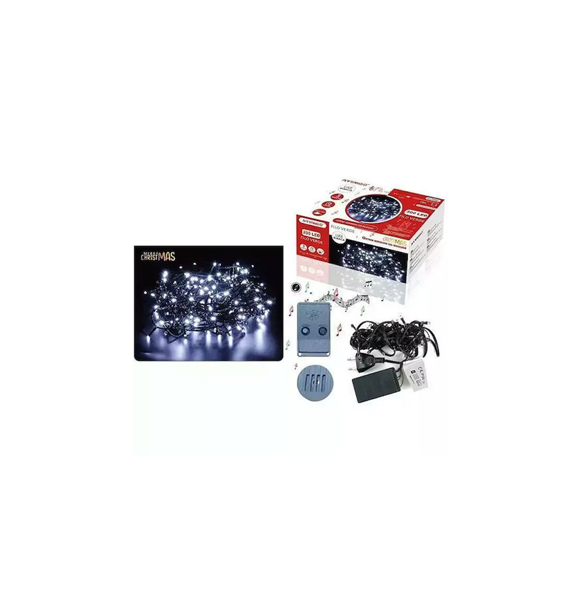 1 Χριστουγεννιάτικα Λαμπάκια 15.5m 200 LED Ψυχρού Λευκού Φωτισμού με Μουσική & 3 Προγράμματα Arrango AN76693 39471033 - Image 1