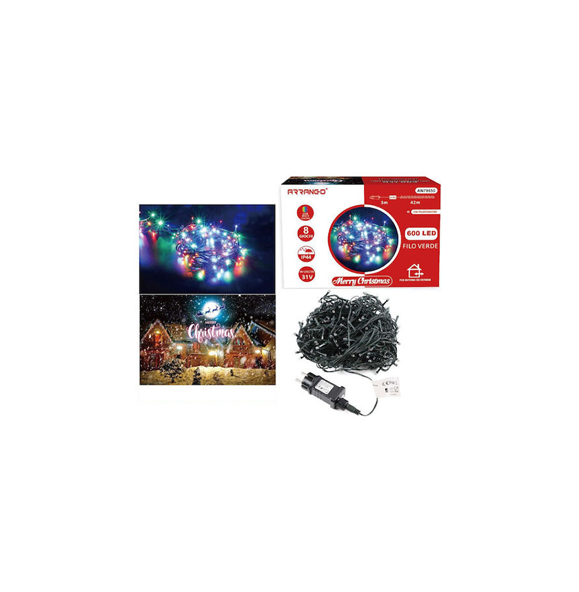 1 Χριστουγεννιάτικα Λαμπάκια Πολύχρωμα LED 45m Αδιάβροχα Με Πράσινο Καλώδιο 600 Τεμαχια Arrango AN79650 35571975 - Image 1