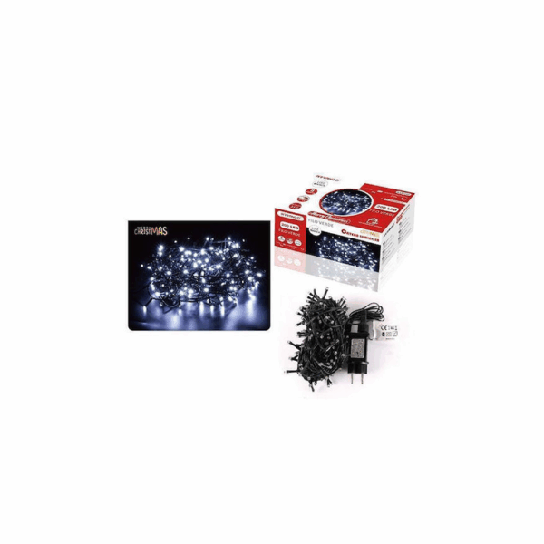 Χριστουγεννιάτικα Αδιάβροχα Λαμπάκια 13m 200 LED Ψυχρού Λευκού Φωτισμού με 8 Προγράμματα Arrango AN57299 40062627