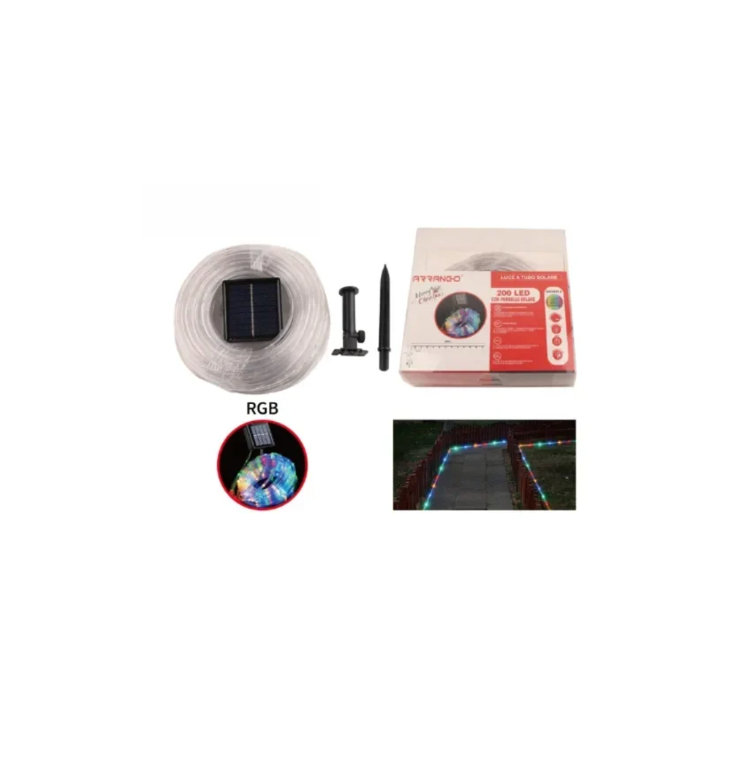 1 Ηλιακός Μίνι Φωτοσωλήνας 50LED RGB 5m Arrango AN48404 - Image 1