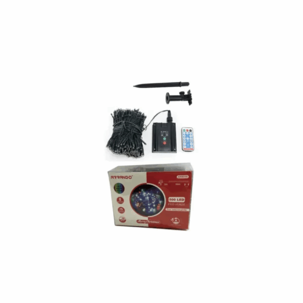 500 Ηλιακά Χριστουγεννιάτικα Λαμπάκια LED με Πρόγραμμα & Χειριστήριο RGB 50m IP44 με Πράσινο Καλώδιο Arrango AN48359