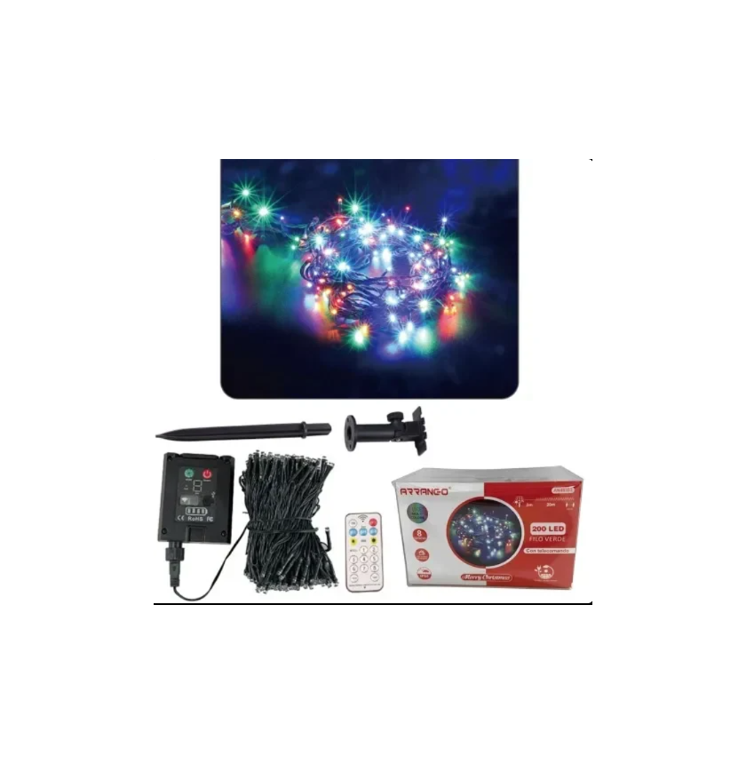 1 Ηλιακά Χριστουγεννιάτικα Λαμπάκια 200LED RGB AN48353 ARRANGO - Image 1