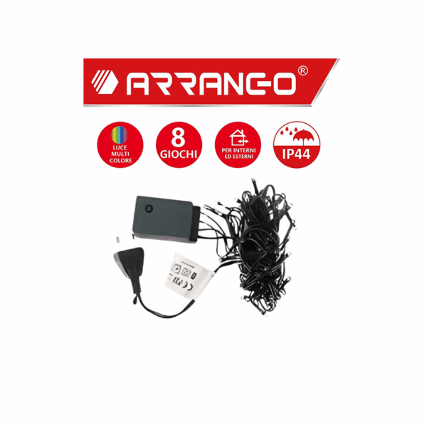 100 Χριστουγεννιάτικα Λαμπάκια LED RGB 8.5m IP20 με Πράσινο Καλώδιο και Πρόγραμμα Arrango AN57231