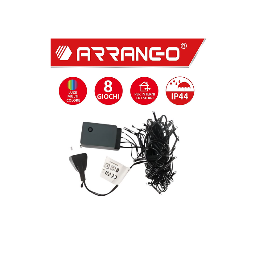 1 100 Χριστουγεννιάτικα Λαμπάκια LED RGB 8.5m IP20 με Πράσινο Καλώδιο και Πρόγραμμα Arrango AN57231 - Image 1