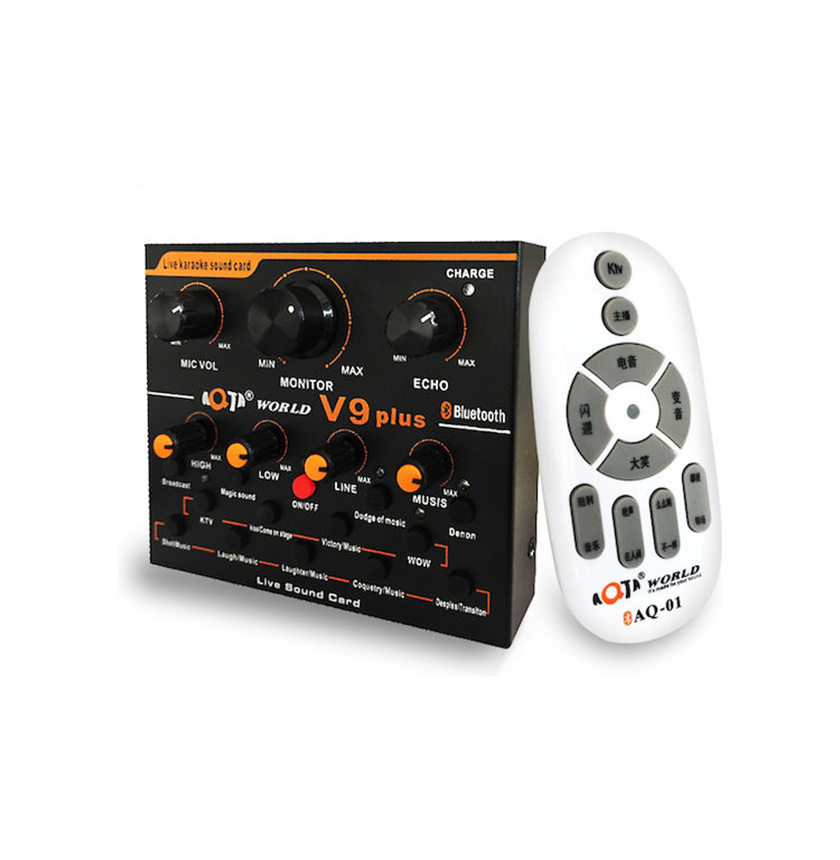 1 Μίκτης - Προενισχυτής Μικροφώνου Karaoke με 9 Εφέ Aqta World V9 Plus σε Μαύρο Χρώμα 31298728 - Image 1