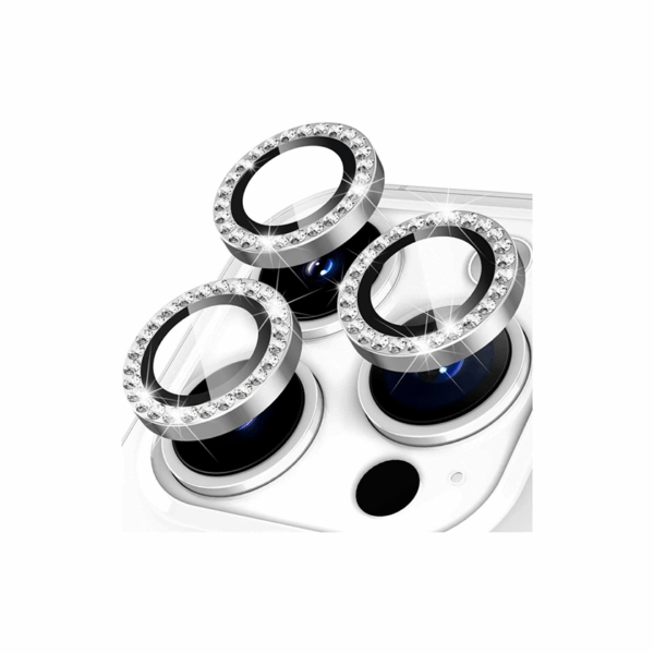 Coolyer Glitter Crystal Ring Style Camera Lens Protector iPhone 17 Pro/Pro Max Ασημί