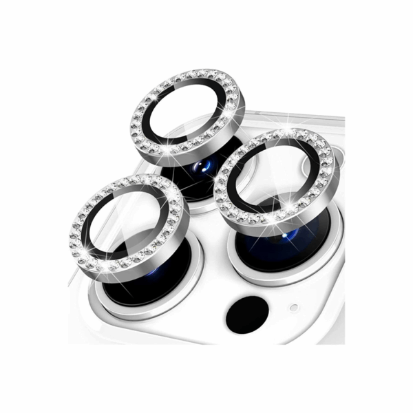 Coolyer Glitter Crystal Ring Style Camera Lens Protector iPhone 17 Pro/Pro Max Ασημί