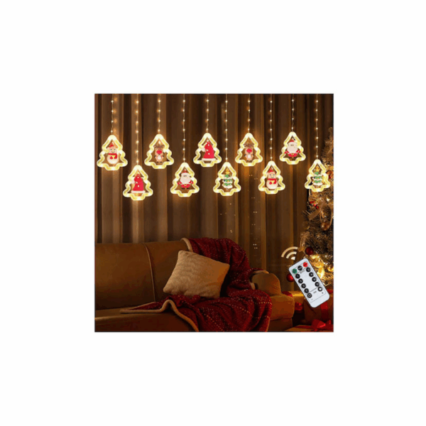 Χριστουγεννιάτικη Κουρτίνα LED Έλατα Θερμού Φωτισμού με Φιγούρες 3m Andowl Q-LED623 63692306