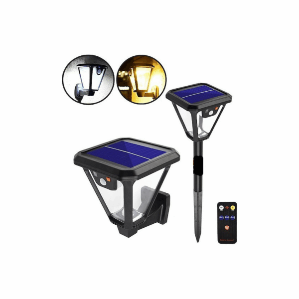 Επιτοίχιο Ηλιακό Φωτιστικό Θερμό Λευκό 3000K με Αισθητήρα Κίνησης και Τηλεχειριστήριο IP65 12x12εκ. HS-V83  36253750