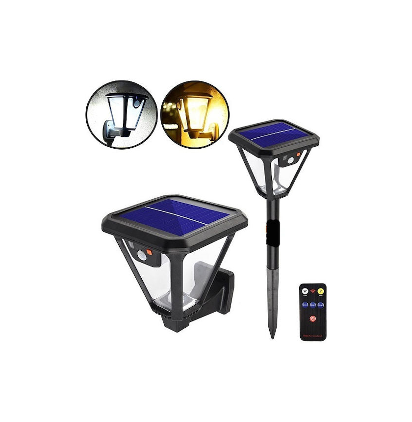 1 Επιτοίχιο Ηλιακό Φωτιστικό Θερμό Λευκό 3000K με Αισθητήρα Κίνησης και Τηλεχειριστήριο IP65 12x12εκ. HS-V83 36253750 - Image 1