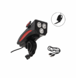 Επαναφορτιζόμενος Φακός LED Ποδηλάτου Με Ενσωματωμένη Κόρνα Και Βάση Στήριξης Κινητού 400LM USB Μαύρος-Κόκκινος 319B 30558939