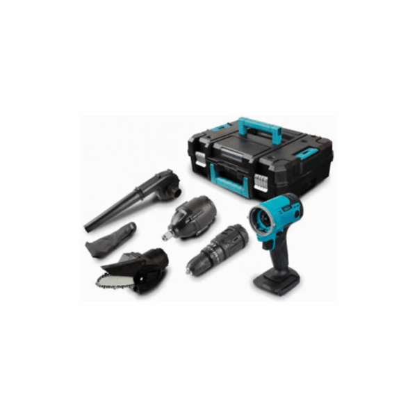 Σετ Δραπανοκατσάβιδο & Κατσαβίδι & Αλυσοπρίονο & Μπουλονόκλειδο & Φυσητήρας με Μπαταρίες και Θήκη Bisutime 60355771