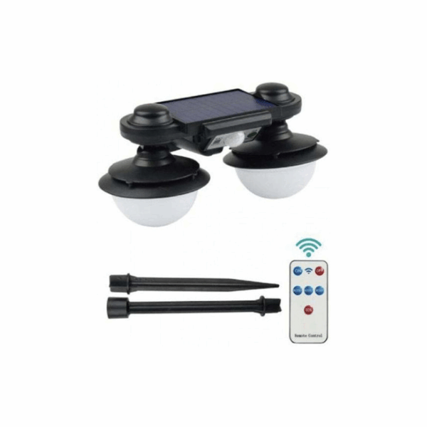 Επιτοίχιο Διπλό Ηλιακό Φωτιστικό Φανάρι 24W 120LED Ψυχρό Λευκό με Αισθητήρα Κίνησης και Τηλεχειριστήριο - AigoStar 54112550