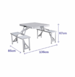 Τραπέζι Αλουμινίου για Camping Πτυσσόμενο 136x85x85cm Γκρι Marbueno 51263793 - Image 2