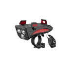 Επαναφορτιζόμενος Φακός LED Ποδηλάτου Με Ενσωματωμένη Κόρνα Και Βάση Στήριξης Κινητού 400LM USB Μαύρος-Κόκκινος 319B 30558939 - Image 2