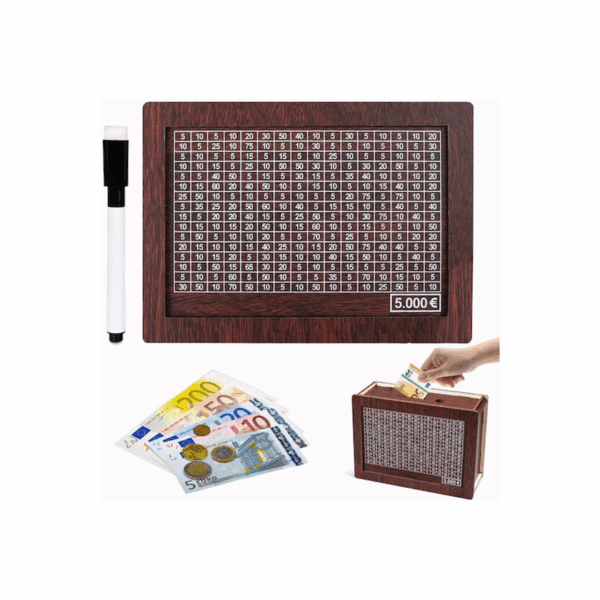 Ξύλινος Diy Κουμπαράς Αποταμίευσης Στόχο Χρημάτων Έως 5000 Ευρώ Μαρκαδόρο Σημείωσης Καφέ 57091125