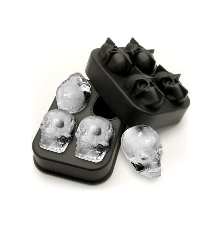 Skull Παγοθήκη Νεκροκεφαλή από Σιλικόνη 4 Θέσεων με Καπάκι