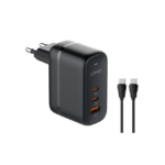 Φορτιστής Τοίχου Q366 με Καλώδιο, USB/2x USB-C, 65W, GaN,