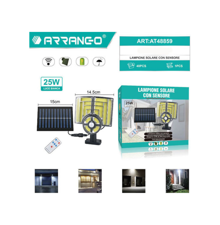 Ηλιακός Προβολέας LED με Πάνελ 25W Αισθητήρα Κίνησης
