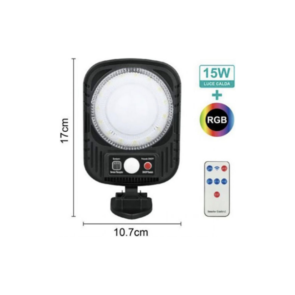 Επιτοίχιο Ηλιακό Φωτιστικό 15W RGB με Τηλεχειριστήριο Arrango