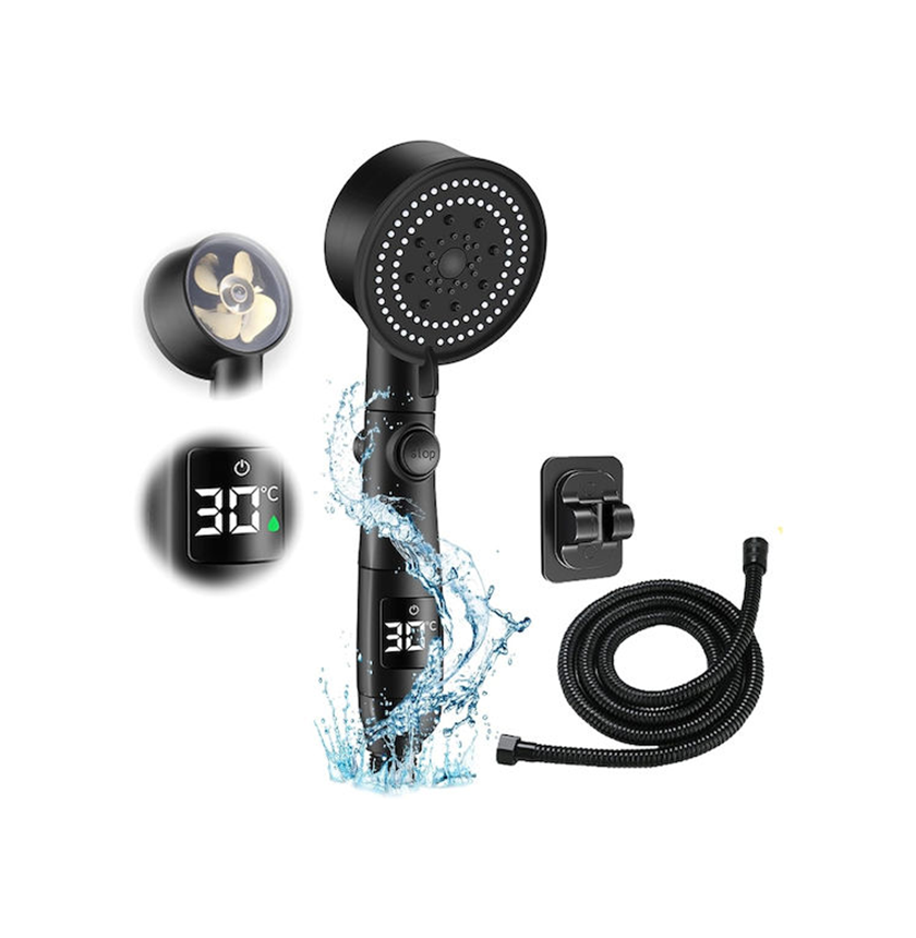 1 Τηλέφωνο Ντουζ με Ψηφιακή Ένδειξη Θερμοκρασίας, 5 Λειτουργίες