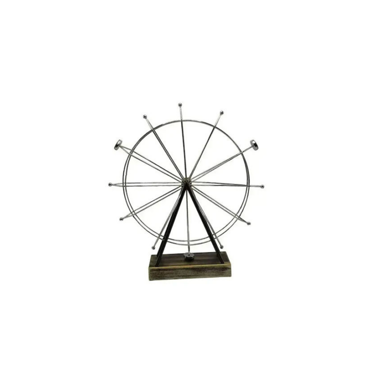 Επιτραπέζιο Διακοσμητικό Περιστρεφόμενη Ρόδα 41x37cm Ασημί