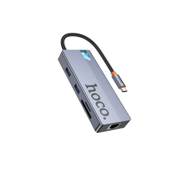 Docking Station με HDMI 4K PD Ethernet Hoco HB52 USB-C Γκρι