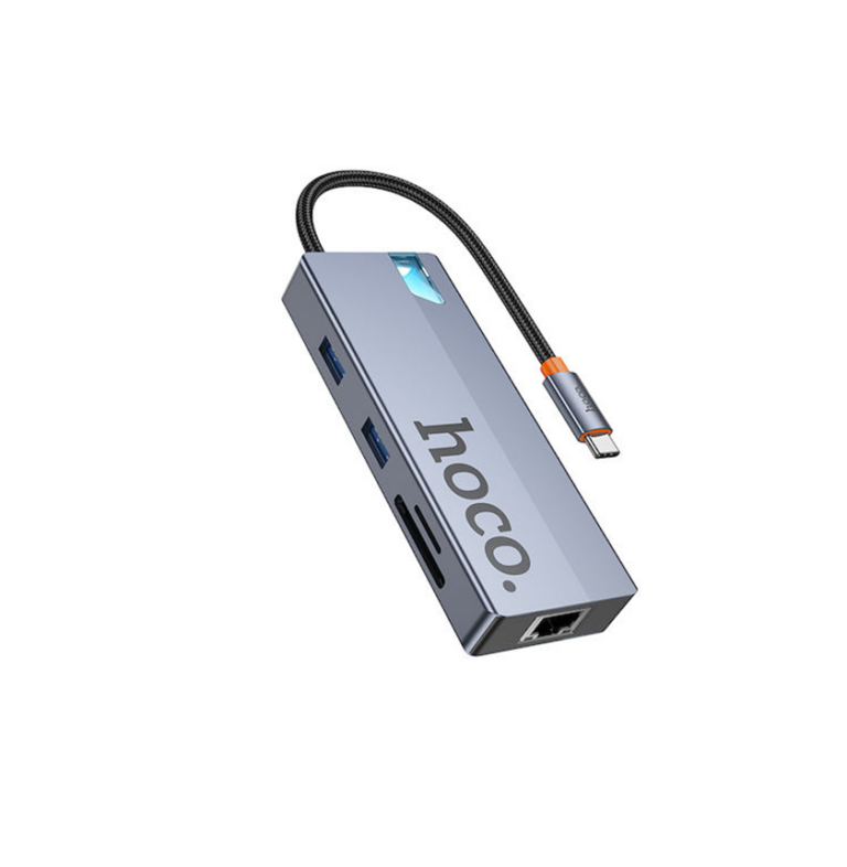 Docking Station με HDMI 4K PD Ethernet Hoco HB52 USB-C Γκρι