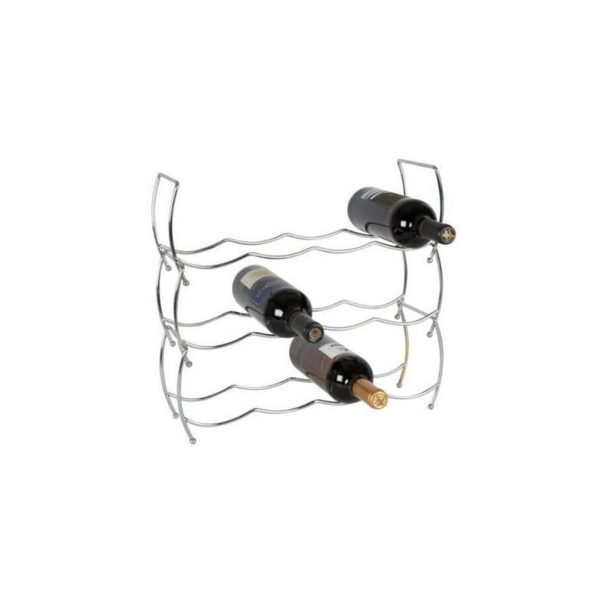 Επιτραπέζια Μπουκαλοθήκη Μεταλλική για 12 Μπουκάλια Ασημί