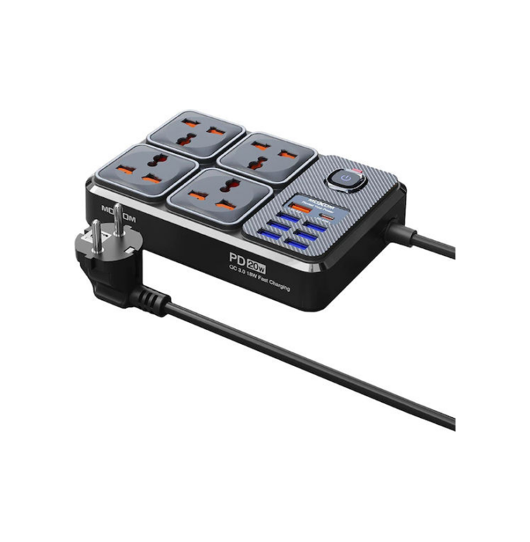 Πολύπριζο 4 Θέσεων με Διακόπτη, 7 θέσεις USB