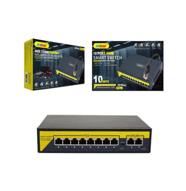 Διακόπτης Poe Δικτύου 10 Θύρες 100μ 100mbps